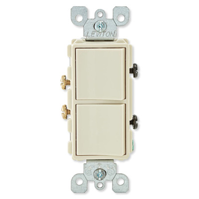 Leviton Decora Combination Wall Switch (Dual Switch), Light Almond